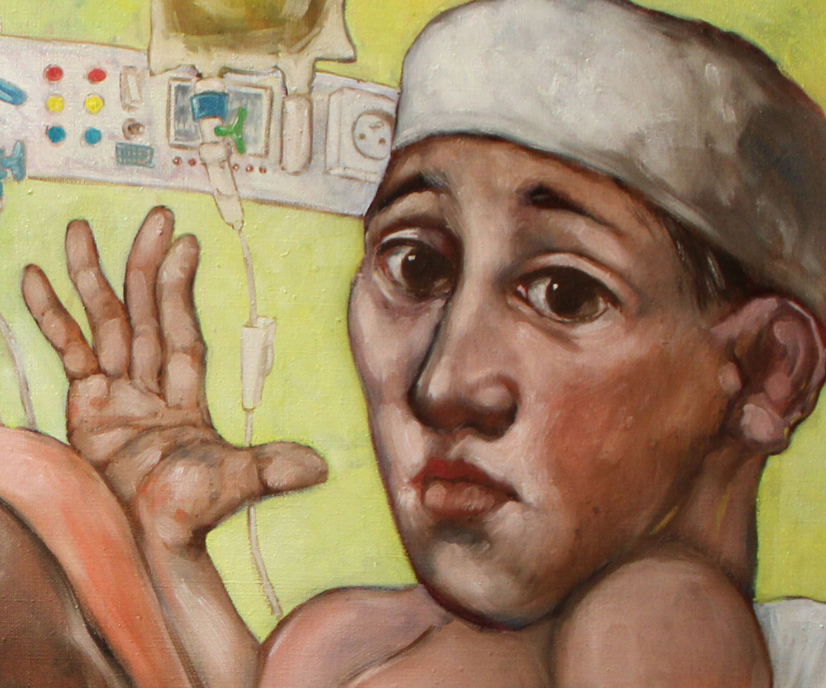 Détail. Visage de la femme en gros plan. Touche heurtée. Il semble y avoir un peu de sentiment.